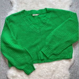 Green knit cropped sweater size small